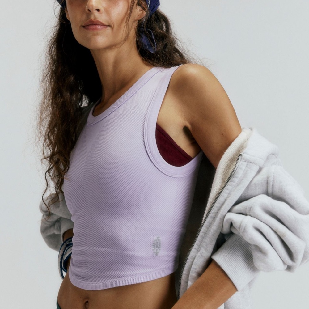 FP Movement by Free People Lilac Ribbed Crop Tank